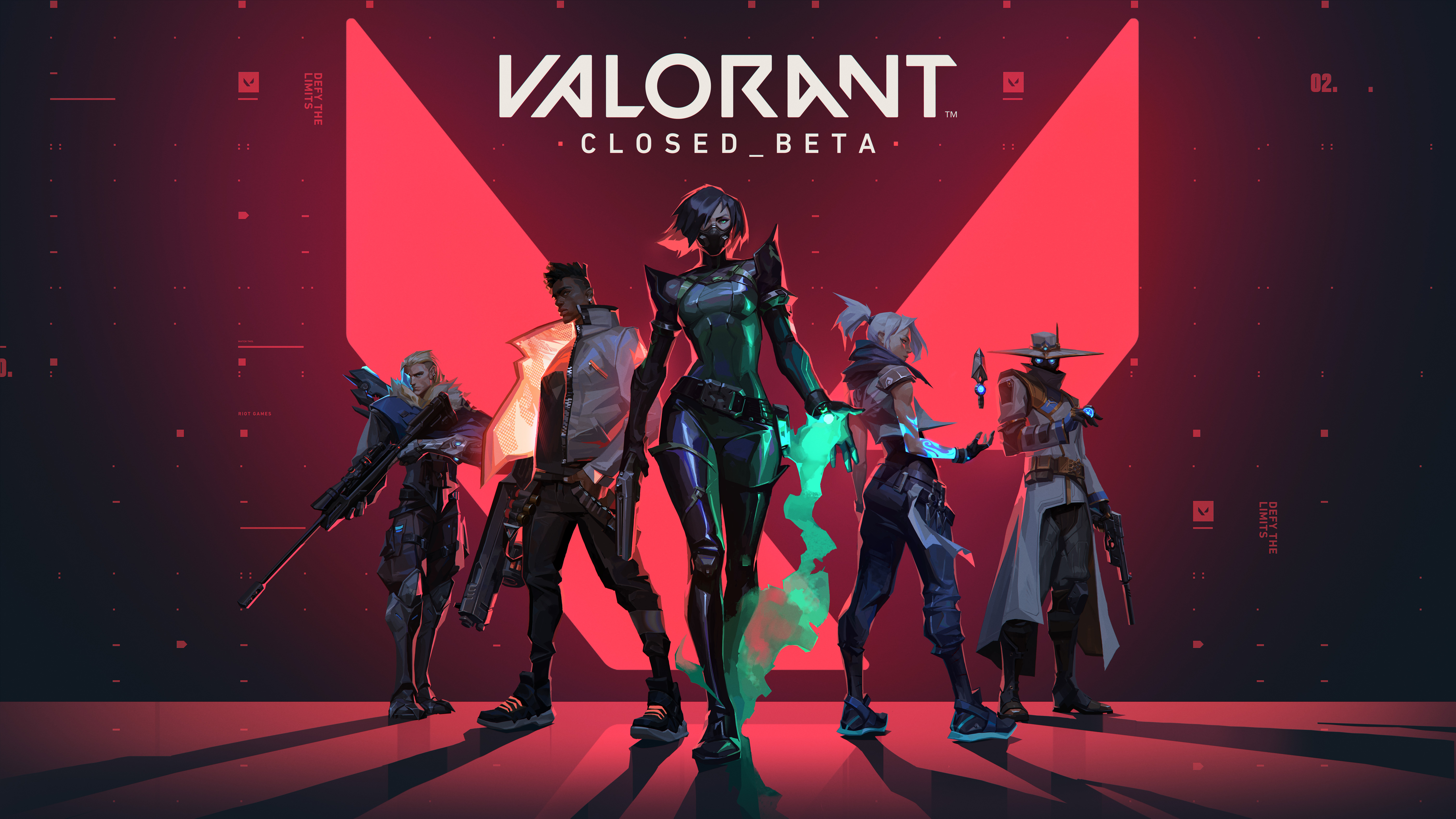 Valorant Closed Beta logo and characters.