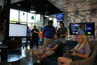 Students playing video games